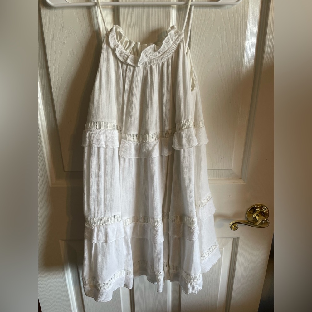 White Ruffle Bathing Suit Cover - Picture 6 of 9